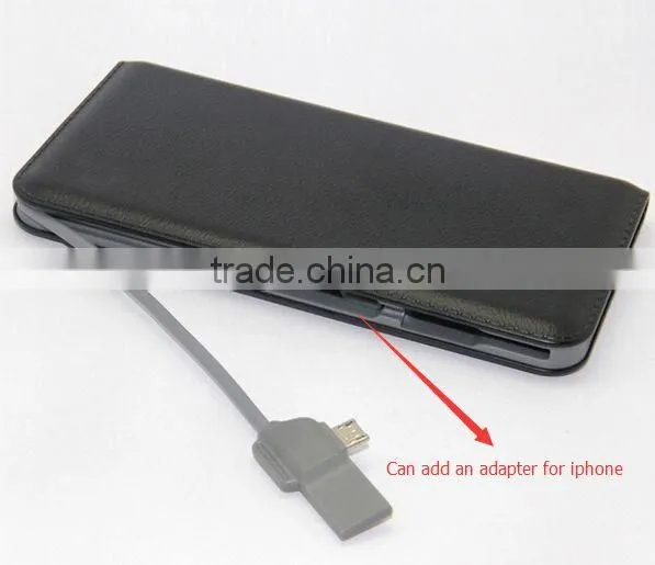 AWC455 8000mAh Leather Built In Input and Output Cable Power Bank Mobile Power Pack photo-3