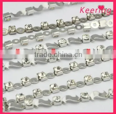 Gold Flower Popular Wholesale Crystal Rhinestone Chain WRC-32