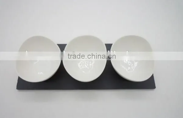[factory Direct] 26.5x10cm Cut Edge Rectangle Slate Coaster With 3 Notches And 3 Cups Item BD-26P510D1AK photo-3
