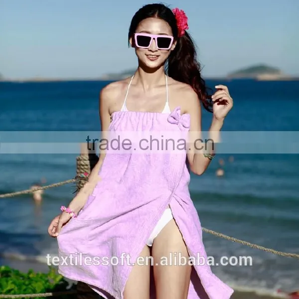 Wholesale Women Microfiber Wrap Towel Bathrobe With Bath Cap photo-4