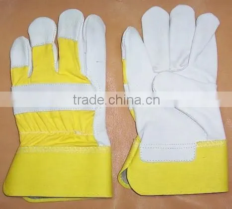 Double Palm Grey Cowhide Split Leather Working Gloves photo-4