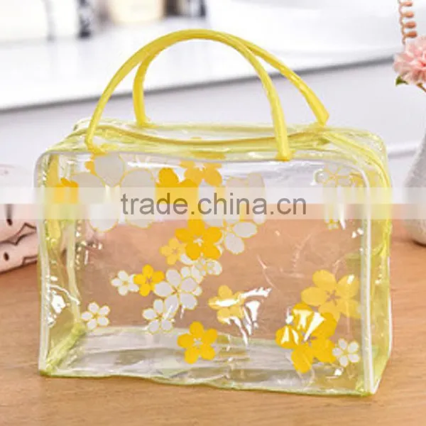 Beautiful Flower Print PVC Clear Cosmetic Bag, Make up Bag photo-3