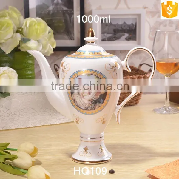 European Style Fashion Pattern With Gold-rim 1000ml Bone China Tea Pot photo-2