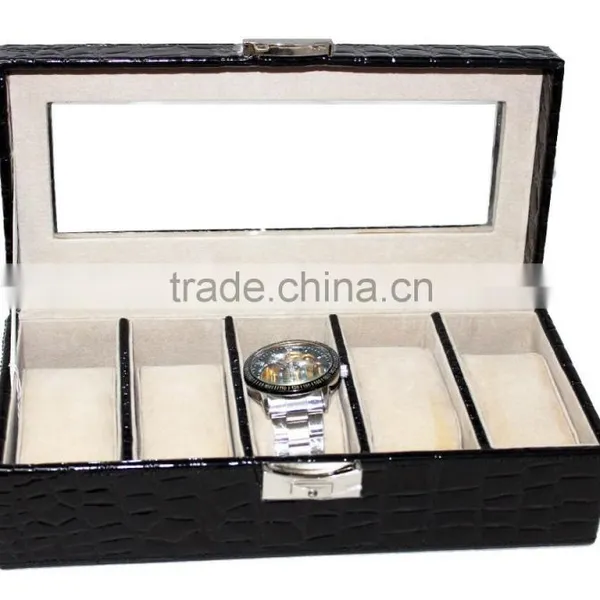 Customized Faux Leather Watch Box/Plastic Watch Case for 5 Watches photo-4