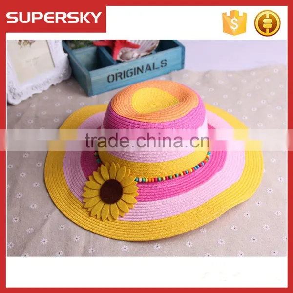 K-114 Flower Women Ladies Floppy Bohemia Straw Hat Wide Large Brim Sun Summer Beach Cap Hat photo-2