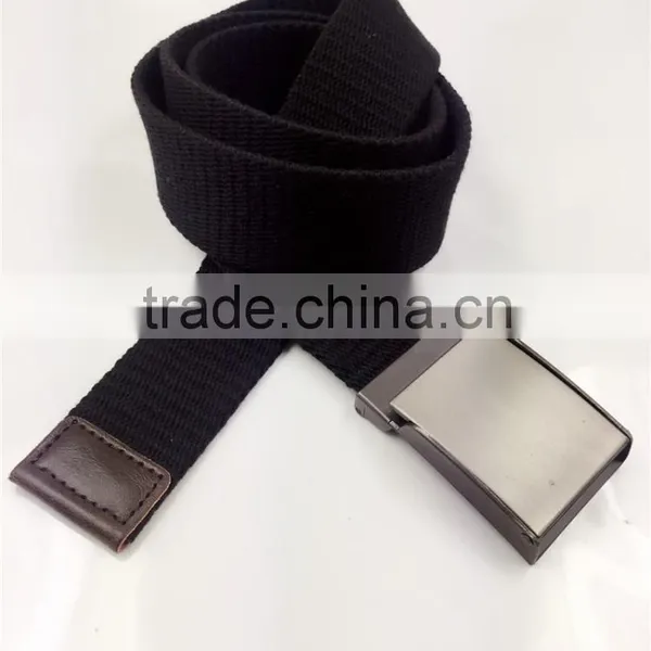 Cotton Canvas Belt With Pu Finished End