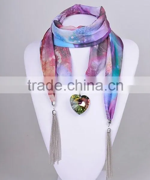 2016 New Collections Heart Shaped Pendant Jeweled Shawls Scarves photo-5