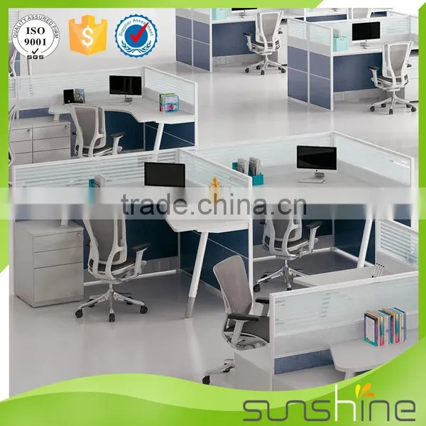 YS-SW09 Modern Design Cubicle Office Workstation Furniture 4 Seats Face To Face MFC Board Panel And Glass Partition photo-4