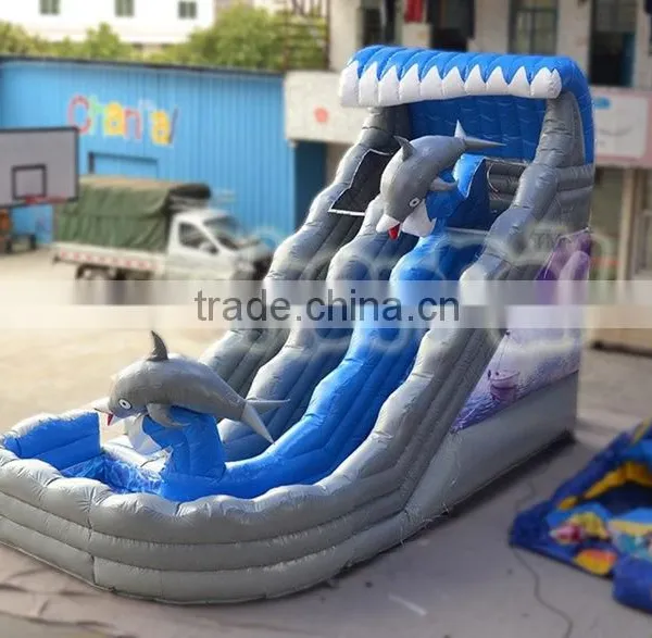 Magical Sea Wave Inflatable Water Slide Wih Pool, Commercial Inflatable Dolphin Water Slide photo-4