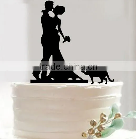 Silhouette Bride and Groom Mr & Mrs Wedding Acrylic Cake Topper Anniversary photo-2