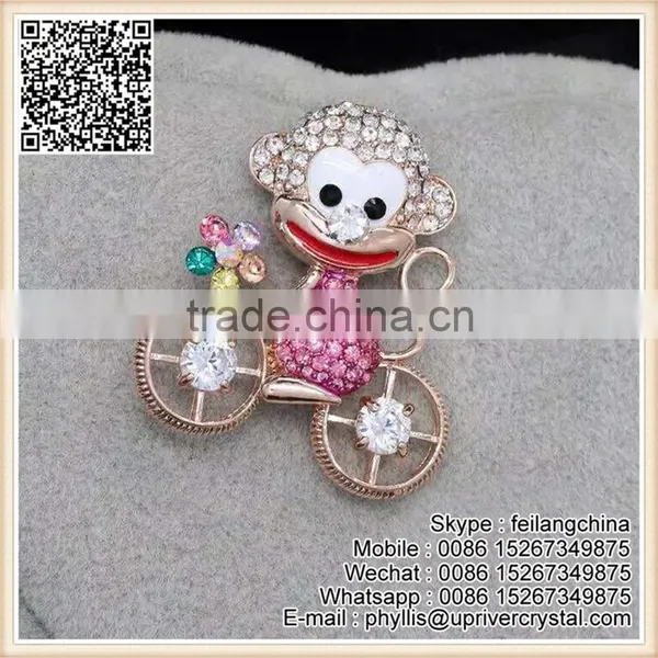 Party Women Dress Crystal Flower Bouquet Brooch Big Diamond Leaf Brooch photo-3