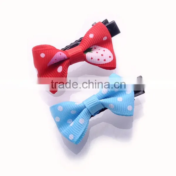 YIWU Wholesale Kids Baby Girls Boutique Small Grosgrain Ribbon Colorful Dot Hair Bow Clips/ photo-4