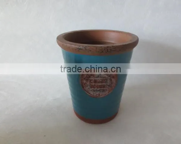 Blue Glaze Finish Terracotta Flower Pot