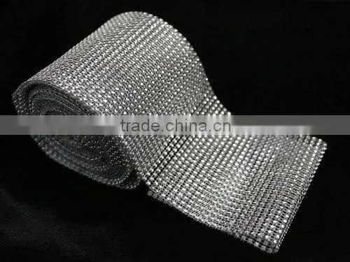 Fashion Silver Color Decorative Poly Mesh Ribbon Hot Diamante Style Ribbon Wrap Crafting Bridal photo-3