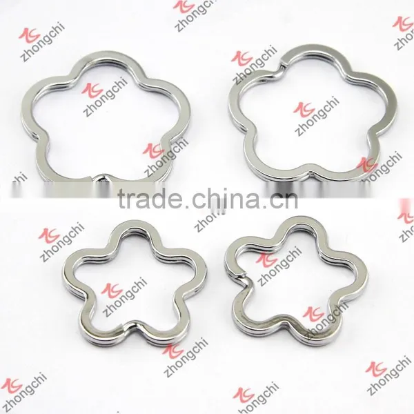 Silver Plain Flower Key Ring Holder for Key Charms (KR15121429)