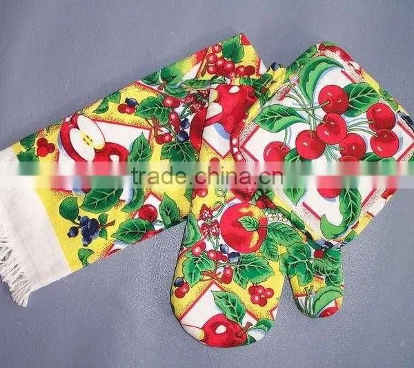 3 Pcs Pigment Print Cotton Kitchen Towel Set photo-3