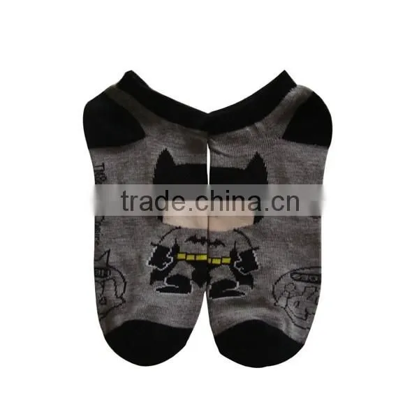 GSW-121 Custom Cartoon Design Black and Gray Cotton Thin Ladies Women Ankle Socks