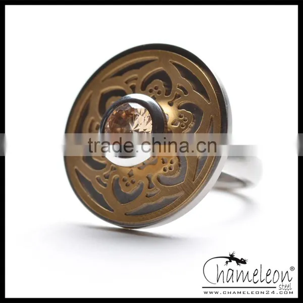Chameleon 316L Stainless Steel Antique Forged Assembly Ring With Screw Design Plate photo-2