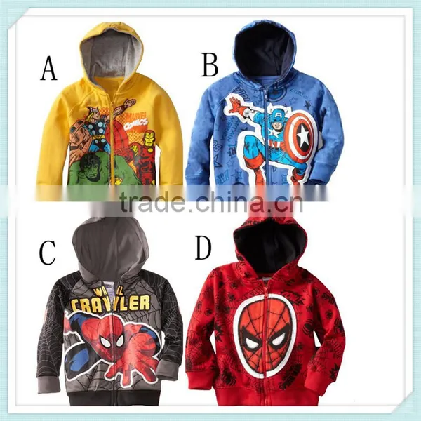 Autumn Baby Boy Terry Captain America Superman Spiderman Superhero Hooded Jacket Infant Toddler Hoodies Children Coat Outerwear