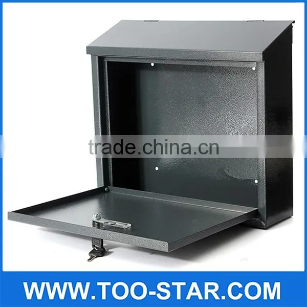 355x315x85mm Black Post Letter Box Mail Box Lockable Stainless Steel Wall Mount Mail Boxes photo-2