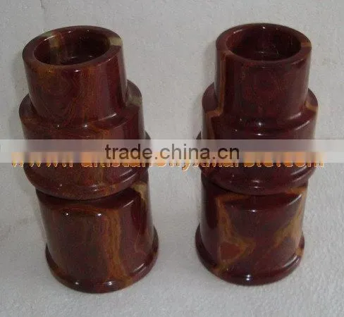 NATURAL COLOR ONYX CANDLE HOLDERS STANDS photo-5