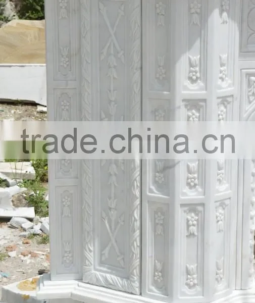 Classical Indoor Decorative White Marble Fireplace Mantel photo-4