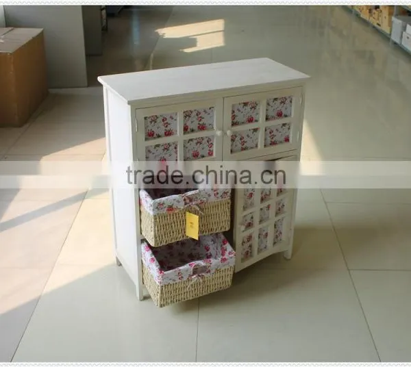 Antique High Quality Handmade Decorative White Wooden Cabinet With Drawer photo-3