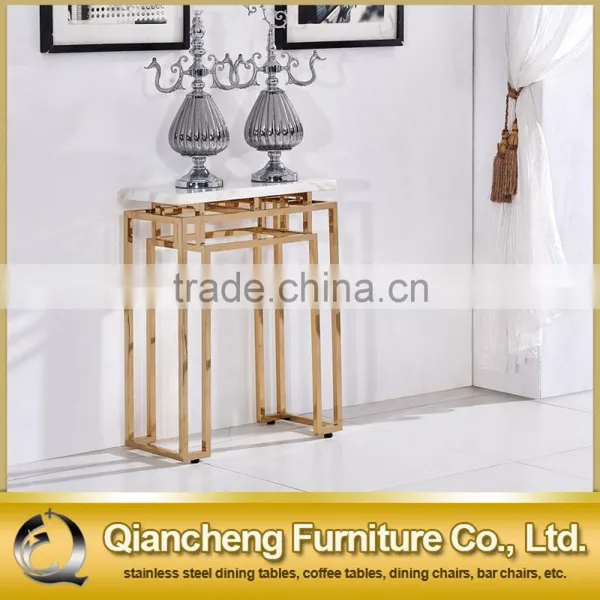 2017 French Style Golden Stainless Steel Marble Top Console Table photo-4