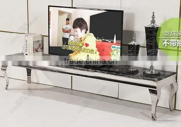 Hot Cake Marble Top TV Stand With Stainless Steel Frame photo-2