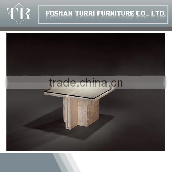 Luxury Living Room Furniture Centre Glass Coffee Table With Marble Base photo-5