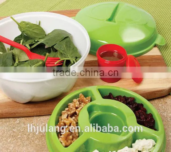 BFA Free Plastic Salad Bowl Set With Lid/plastic Salad Bowl Set With Fork/ Salad Bowl photo-3