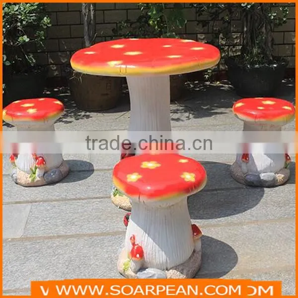 Modern Fashion New Desigbn Colorful Round Fiberglass Mashroom Table photo-2
