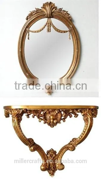 Bed Side Decorative Baroque Style Hanging Console Table and Mirror Set photo-3