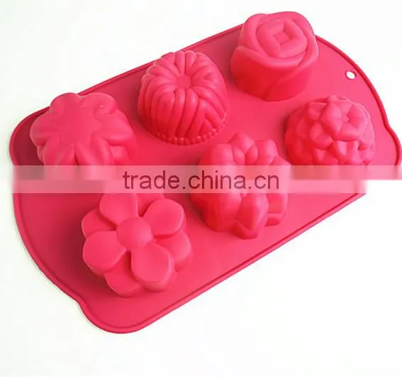 11031 Six Flower Shaped Promotional Gift Silicone Cake Mold photo-3
