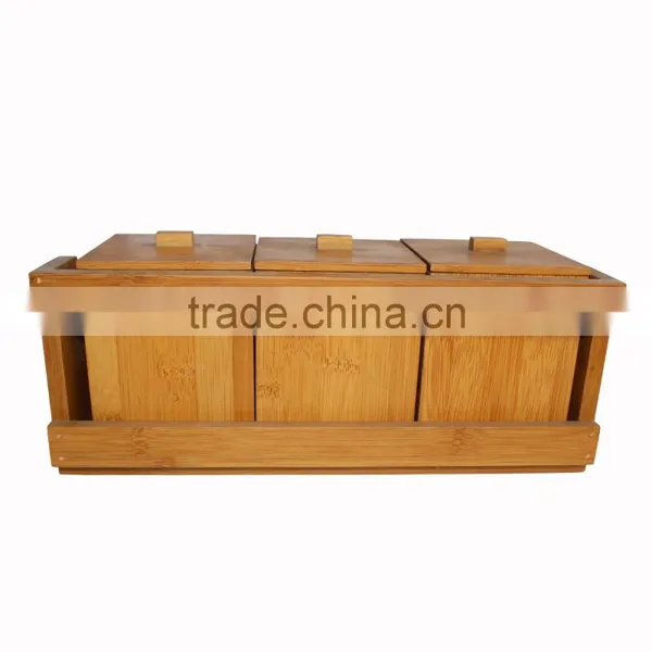 3 Pieces Practical Original Customized Size Bamboo Spice Jar Set photo-2