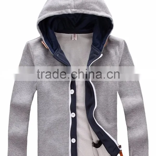 China Factory Thick Winter Men Cheap 100% Polyester Blank Hoodies photo-2
