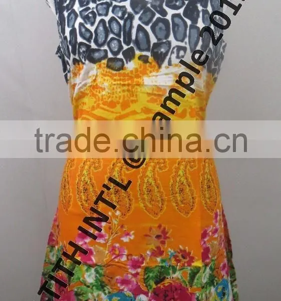 Round Neck Print Cotton Ladies Dress photo-5
