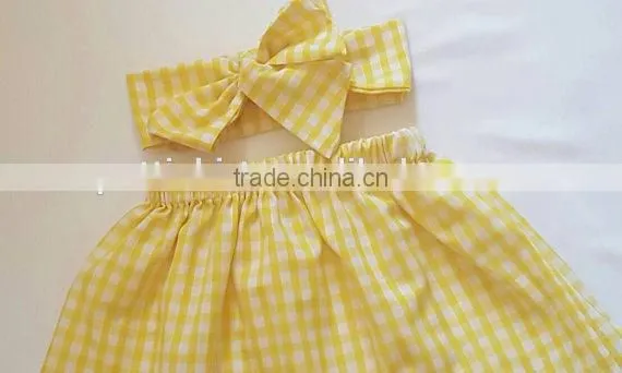 Hot Sale Summer Party Wear Baby Mini Cotton Skirt Matching Headband photo-2