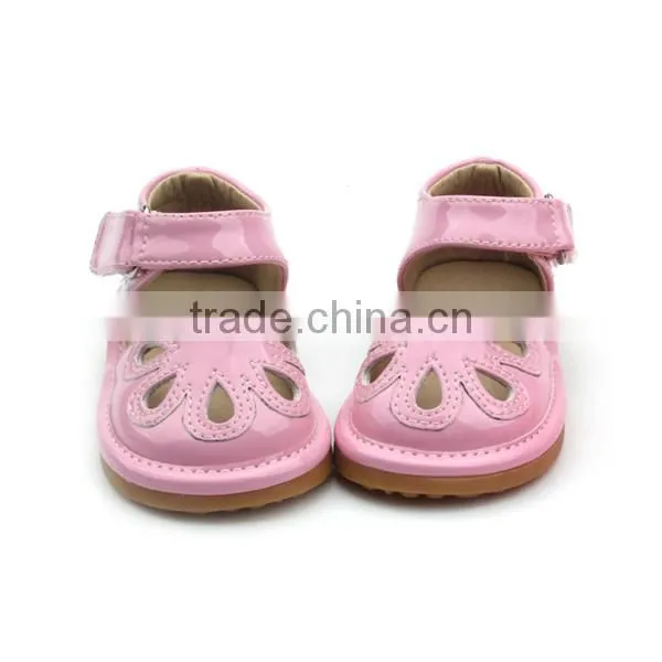 Lower MOQ Leather Kids Sandals Soft Rubber Squeaky Shoes photo-3
