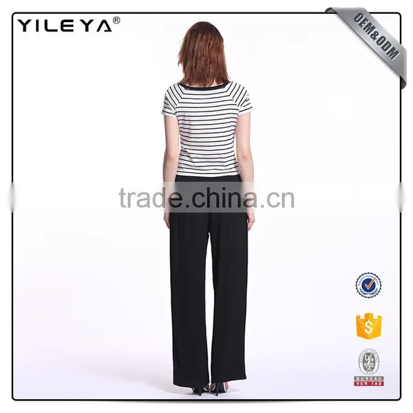 China Manufacturer Striped White Short Sleeve Ladies T-shirt photo-5