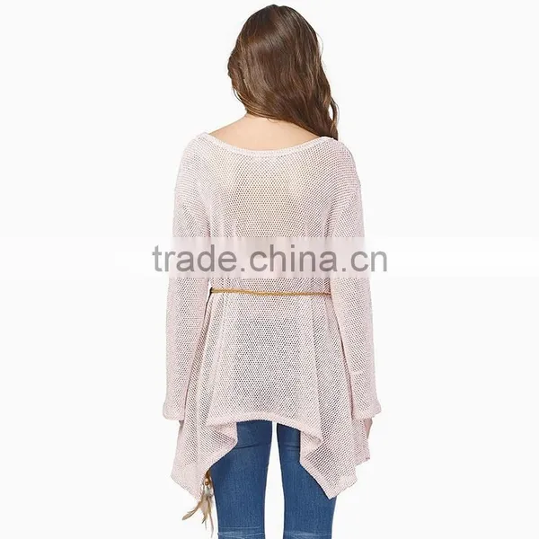 Women's Spring and Autumn Hollow Mesh Long Sleeve T-shirt photo-4