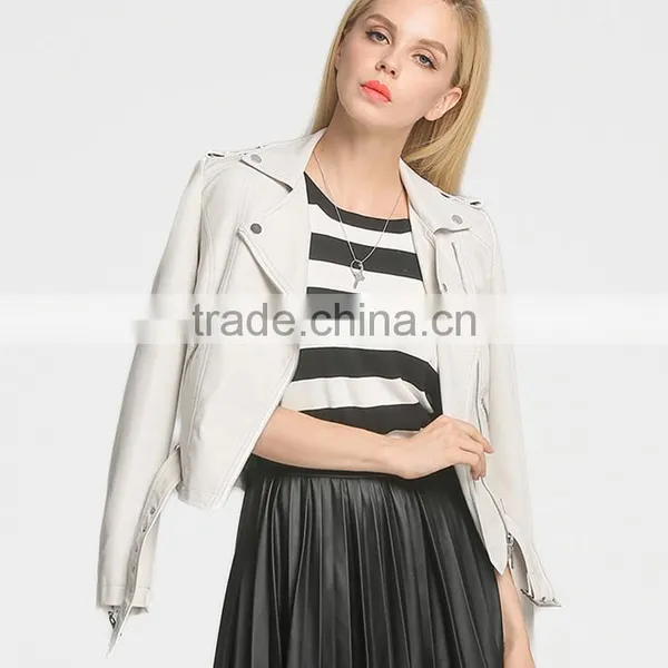 2017 Latest Designs Lady Casual Fashion Women Leather Jacket for Wholesale Winter Coat Leather photo-2