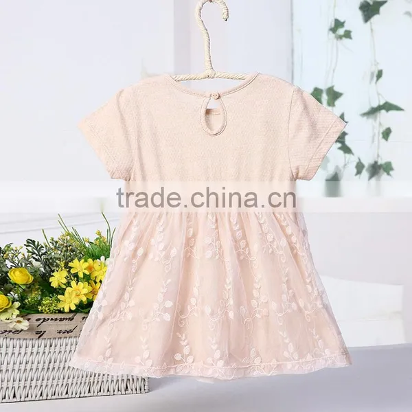 Wholesale 100% Natural Cotton Baby Girls Princess Dress Short Sleeves Summer Casual Style photo-2