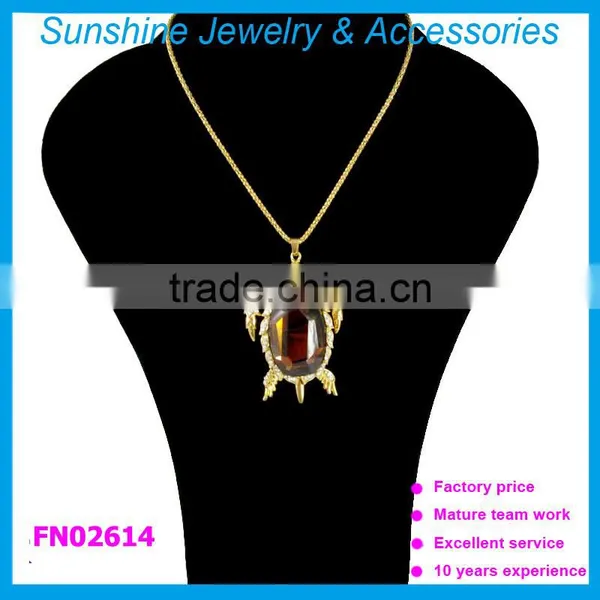 Sunshine Gold Chain Rhinestone Turtle Pendant Necklace Jewelry Accessories for Women