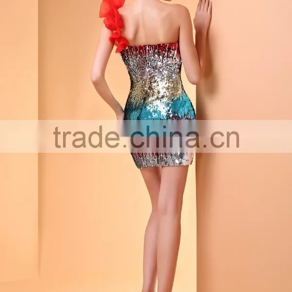 Elegant Lace Prom Dress Appliqued Beaded Top A Line Tulle Red Short Evening Dress Mini Party Dress 2017 ED46 photo-3