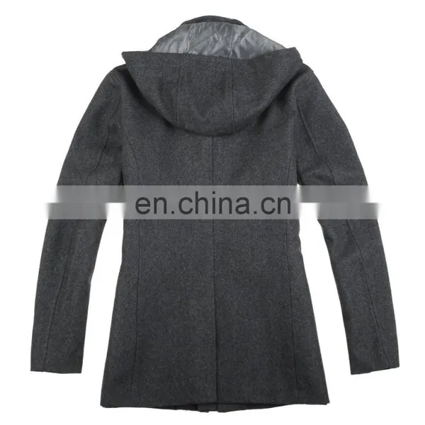 Lastest Fashion Mens Hooded Woven Wool Fabric for Winter Overcoat Long photo-3