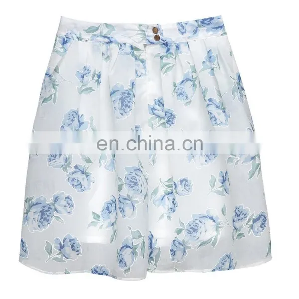 Fashion Vintage Floral Printed Lady Sexy Pleast Short Skirt With High Waist photo-2