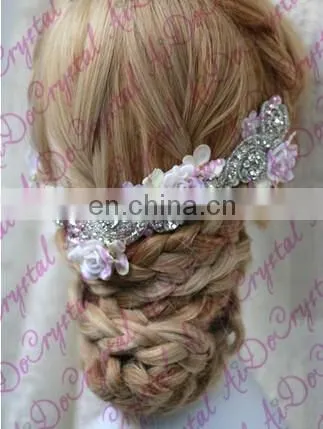 Aidocrystal Lace Bridal Headband,Wedding Party Hair Accessories,Ribbon Headband Bride Necklace photo-5