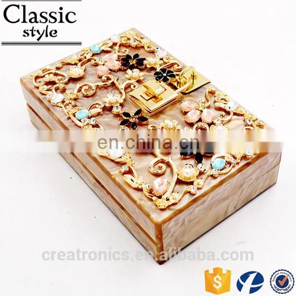 CR Quality Strictly Controlled and Inspected Chinese Traditional Engraving Styled Surface Lock Decoration Brown Acrylic Women photo-2