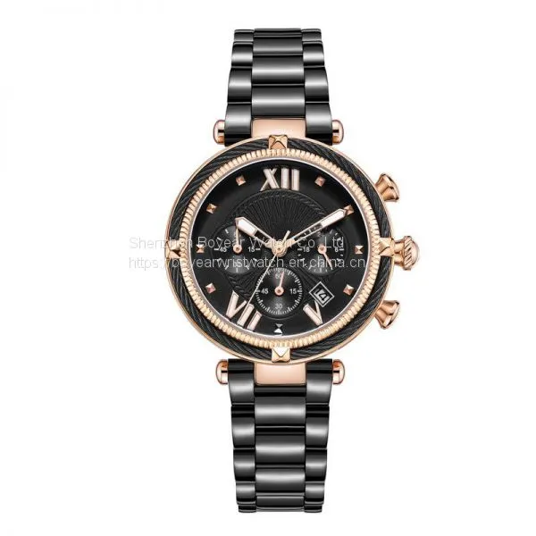 Women Chrono Analog Quartz Watch Waterproof Ladies Alloy Watch , Multifunction Sports Watch for Girls photo-3